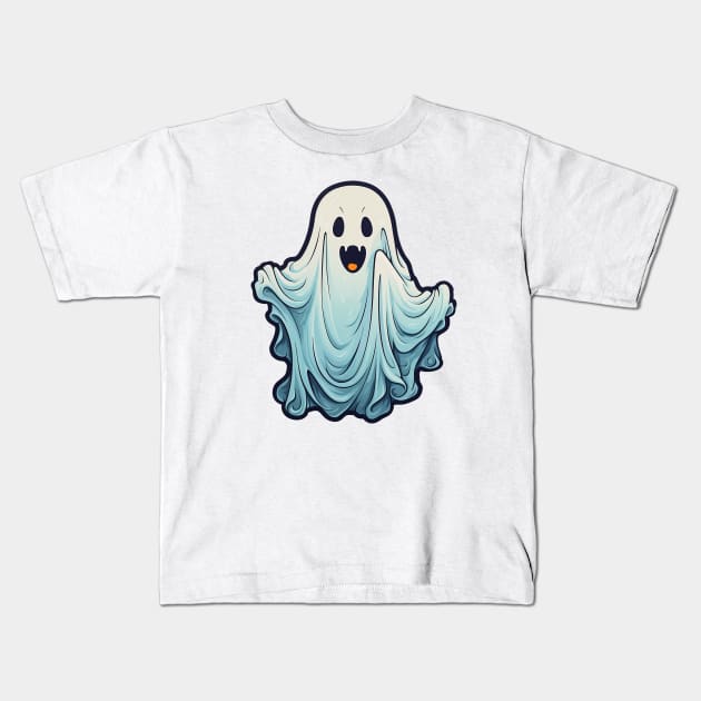 Cute Ghost 012 Kids T-Shirt by WickedArtDigital